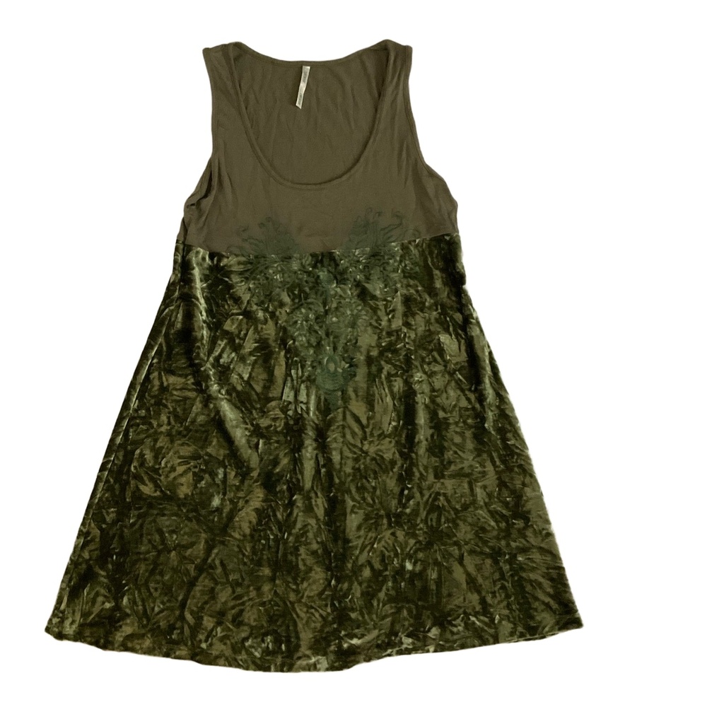 Cherish‎ XL Green Velour Embroidered Hippie Artsy Festival Dress